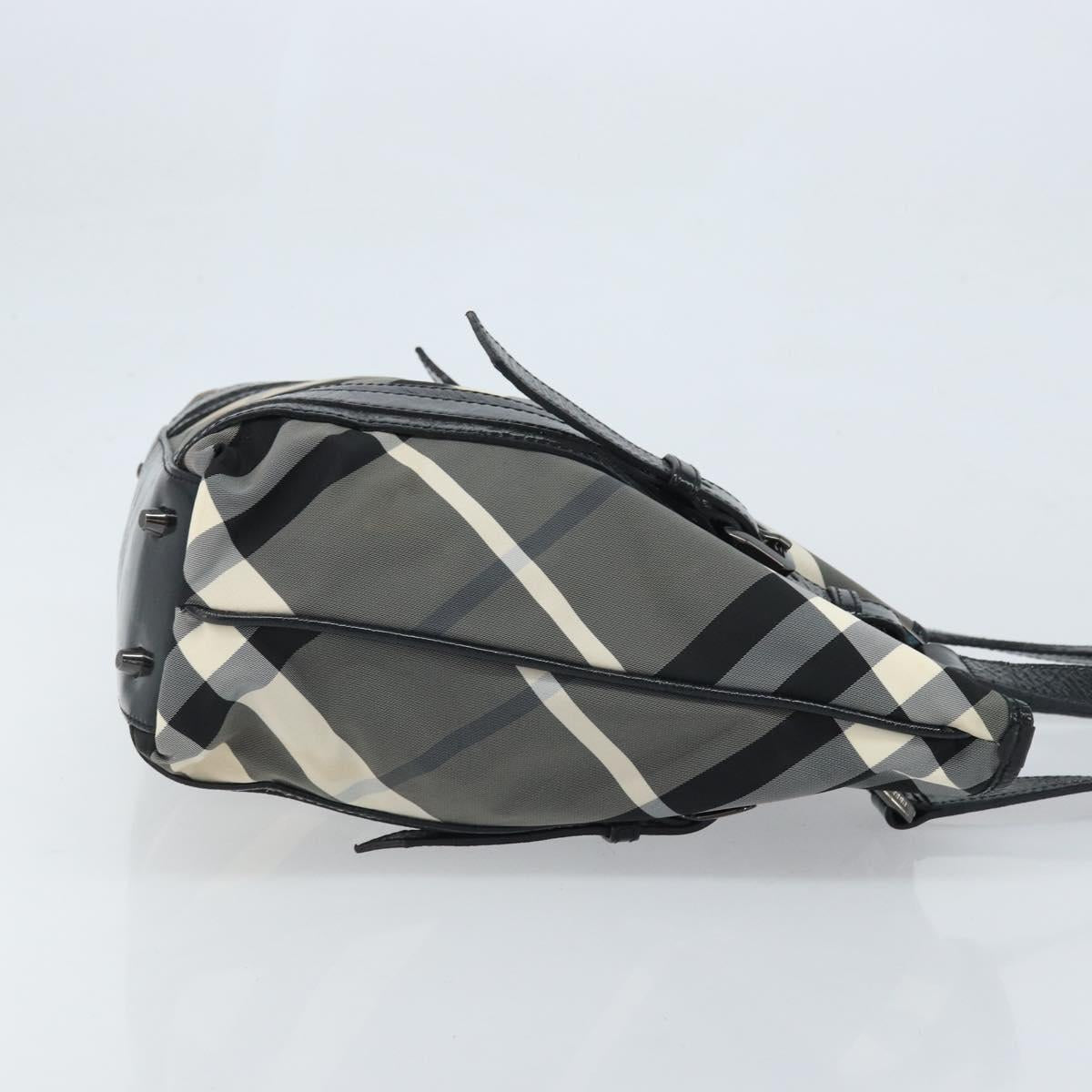 BURBERRY Nova Check Tote Bag Nylon Black Silver Auth bs33871