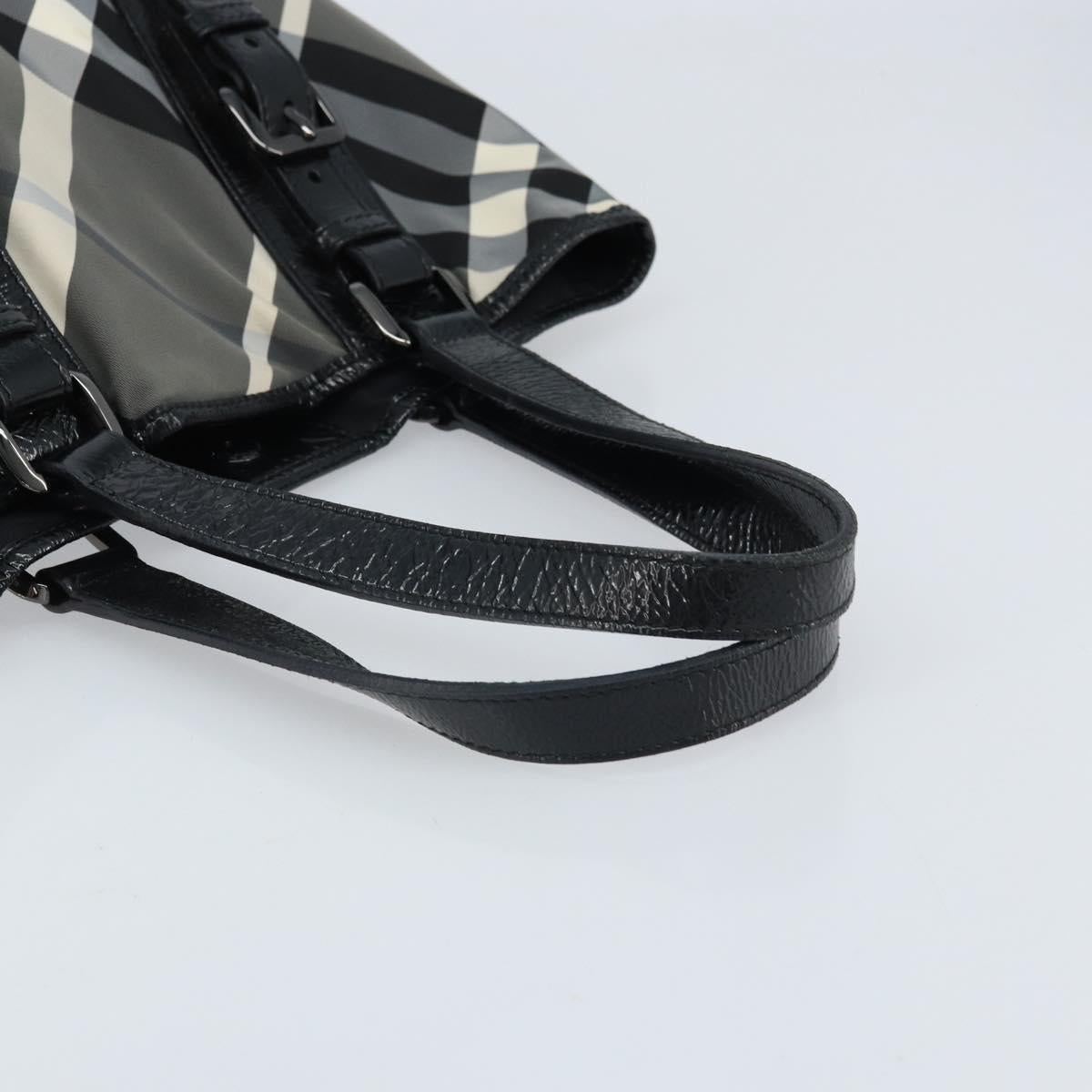 BURBERRY Nova Check Tote Bag Nylon Black Silver Auth bs33871
