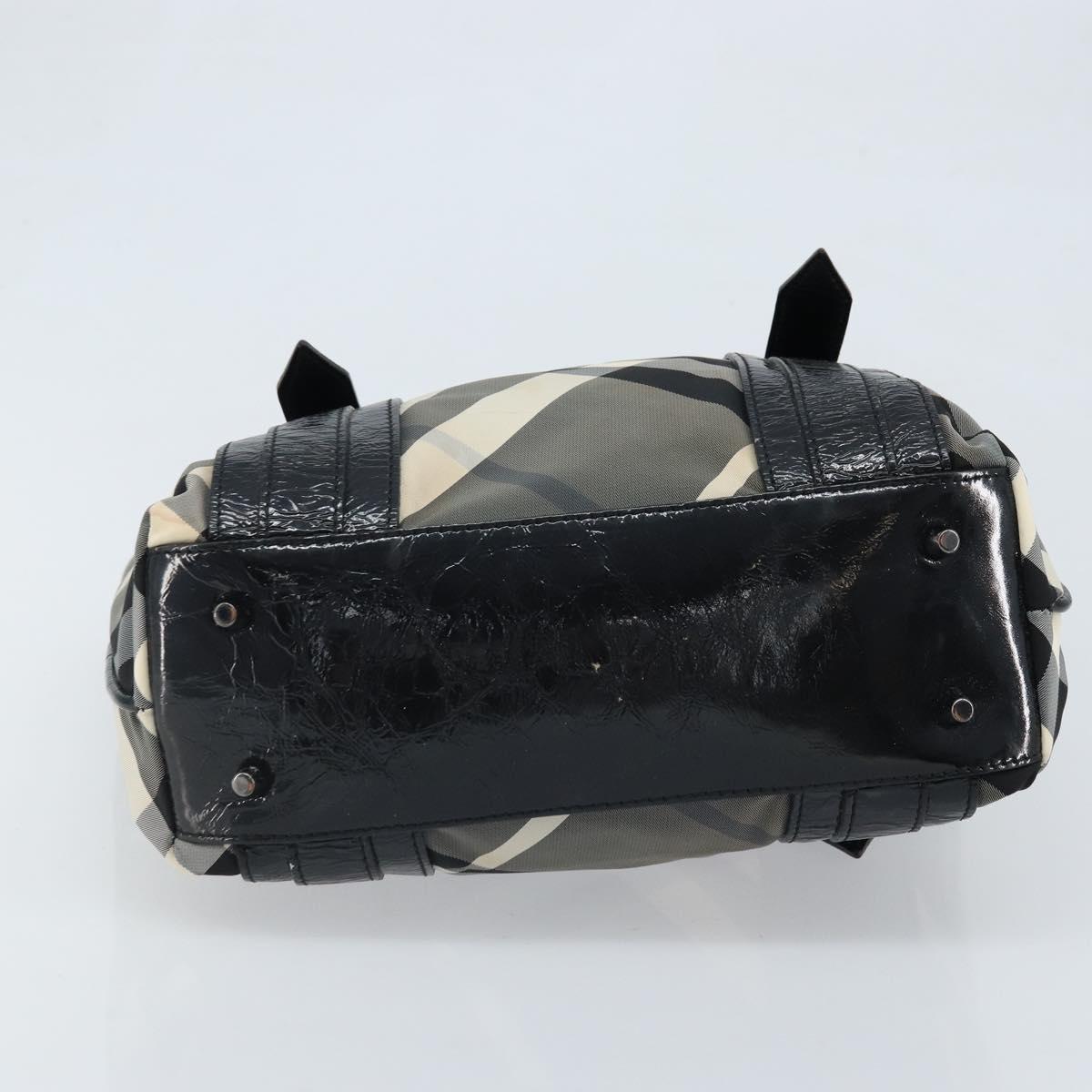 BURBERRY Nova Check Tote Bag Nylon Black Silver Auth bs33871