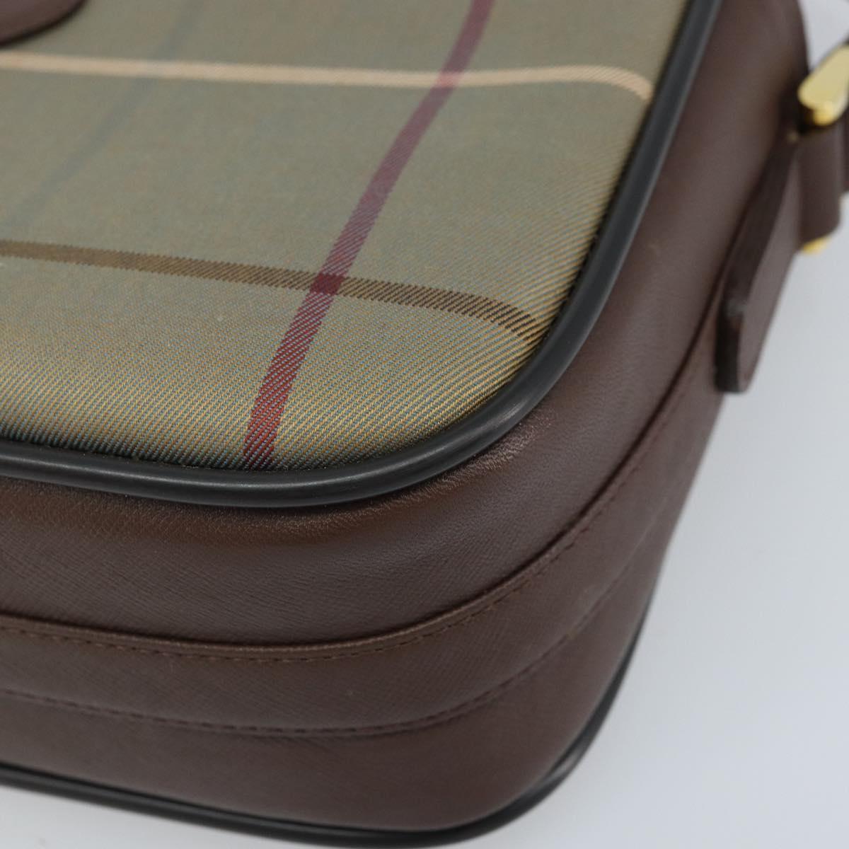 Burberrys Nova Check Shoulder Bag Canvas Brown Gold Auth bs33874