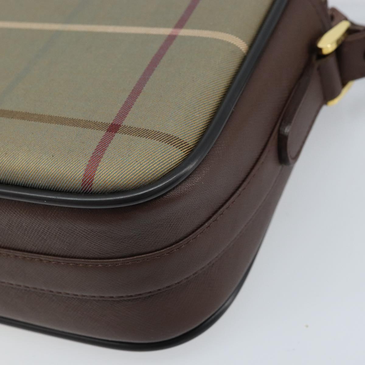 Burberrys Nova Check Shoulder Bag Canvas Brown Gold Auth bs33874