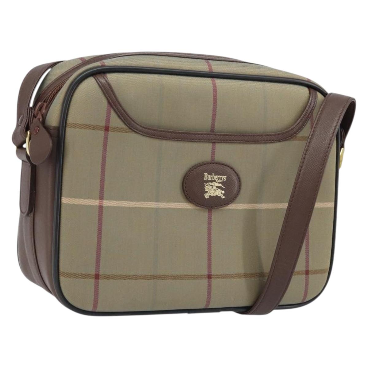 Burberrys Nova Check Shoulder Bag Canvas Brown Gold Auth bs33874