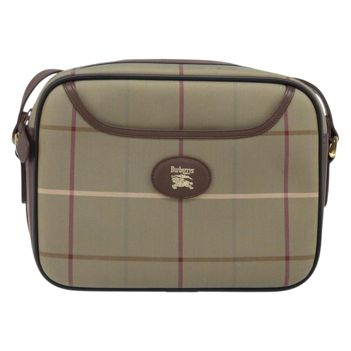 Burberrys Nova Check Shoulder Bag Canvas Brown Gold Auth bs33874