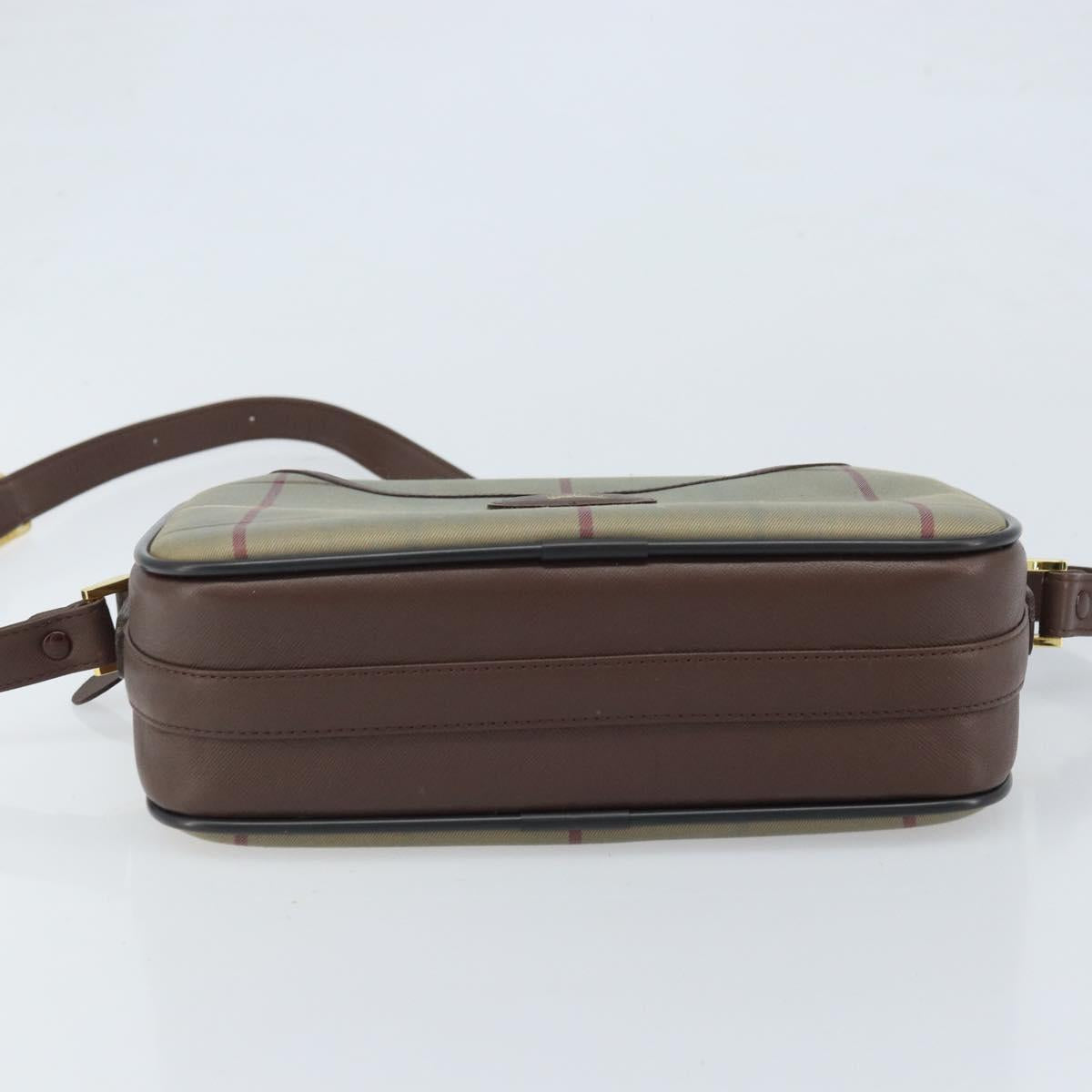 Burberrys Nova Check Shoulder Bag Canvas Brown Gold Auth bs33874