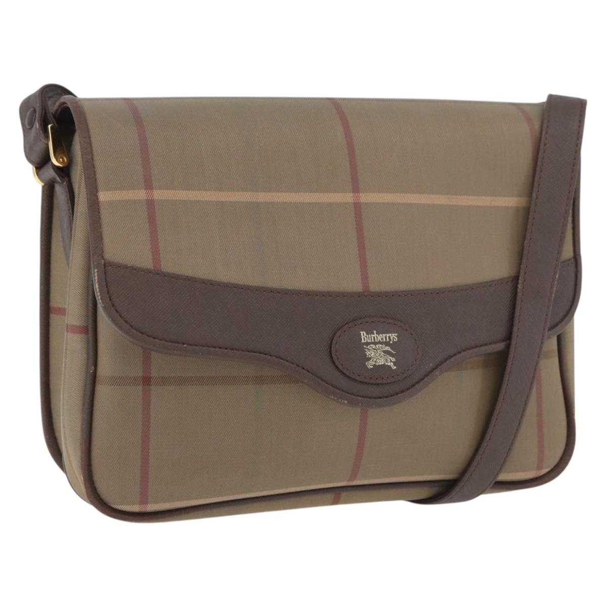 Burberrys Nova Check Shoulder Bag Canvas Brown Gold Auth bs33876