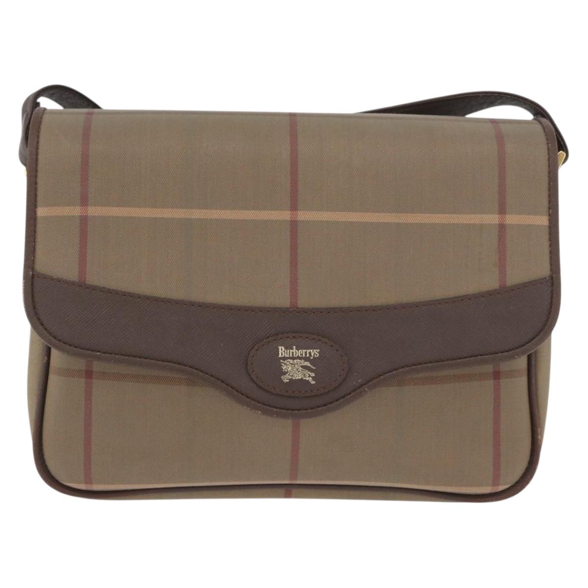 Burberrys Nova Check Shoulder Bag Canvas Brown Gold Auth bs33876