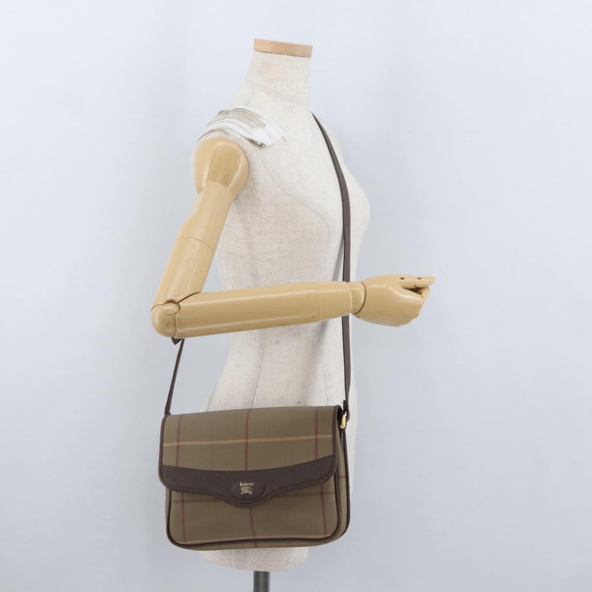 Burberrys Nova Check Shoulder Bag Canvas Brown Gold Auth bs33876