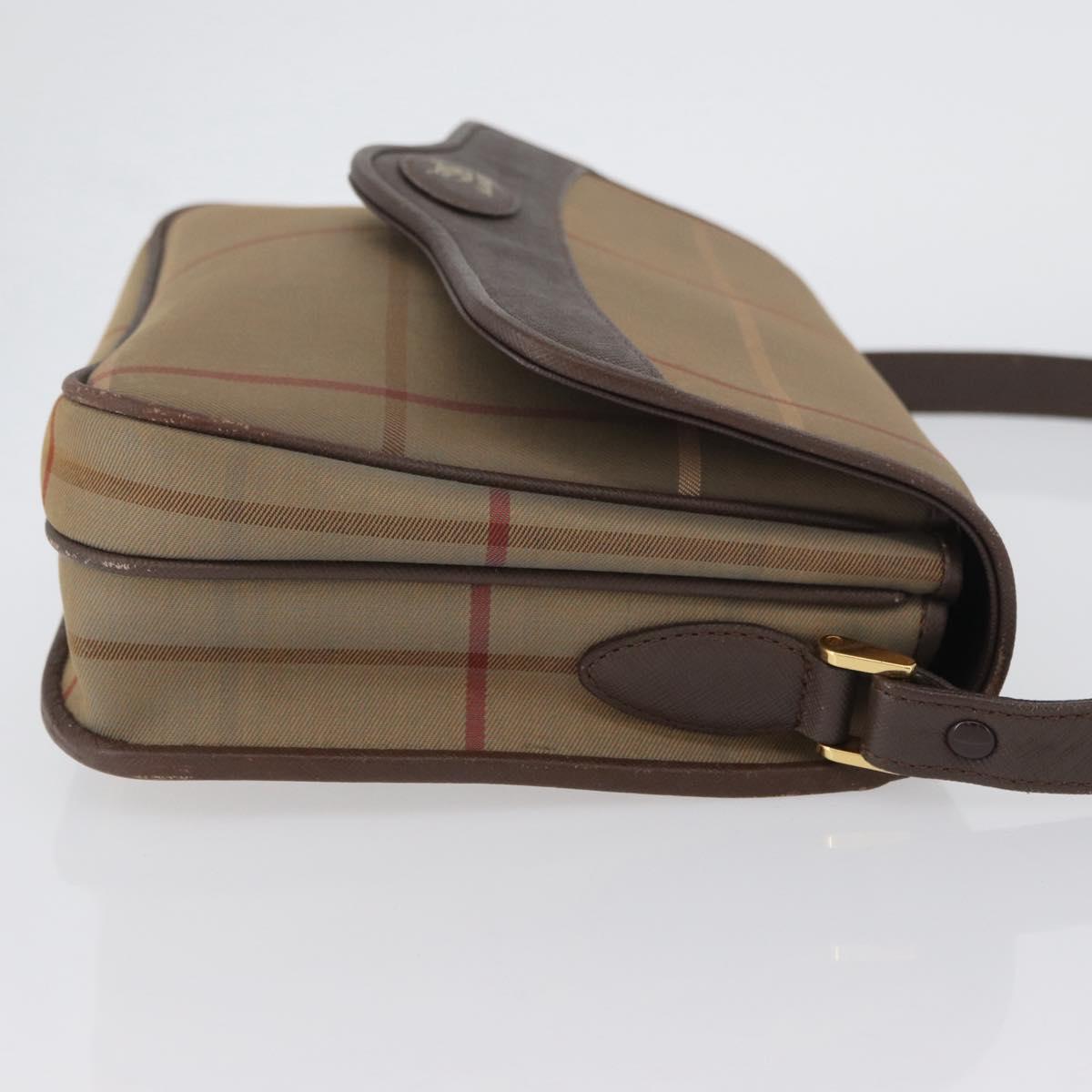 Burberrys Nova Check Shoulder Bag Canvas Brown Gold Auth bs33876