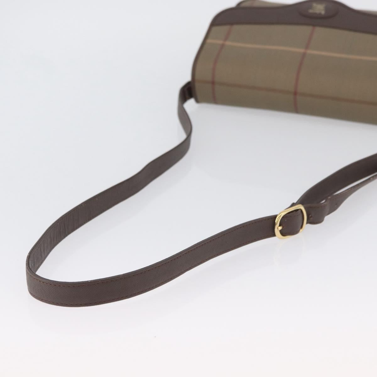 Burberrys Nova Check Shoulder Bag Canvas Brown Gold Auth bs33876