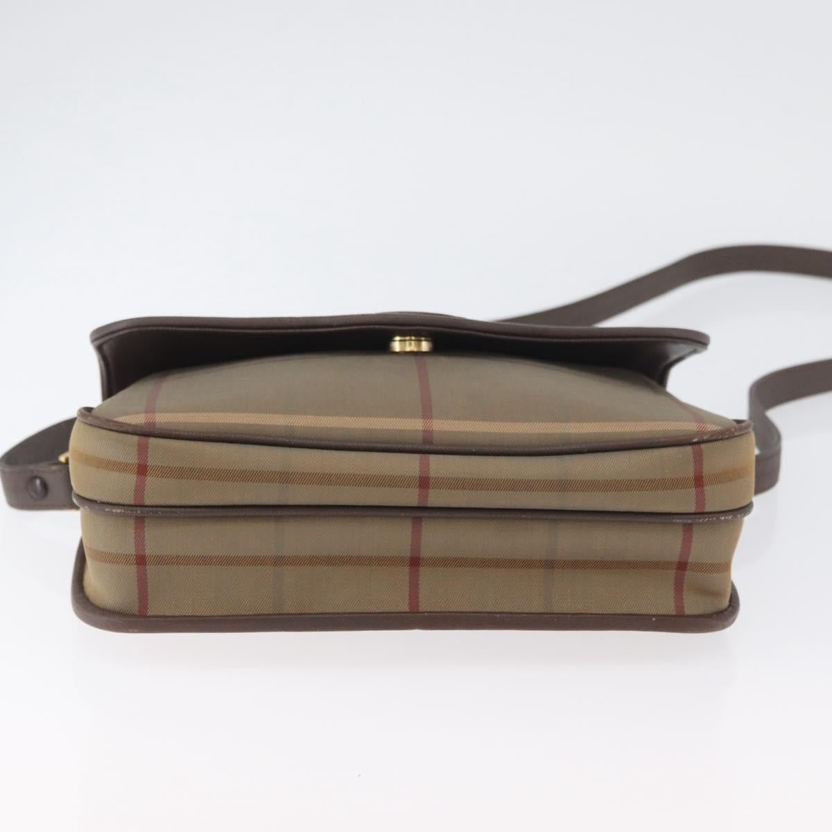 Burberrys Nova Check Shoulder Bag Canvas Brown Gold Auth bs33876