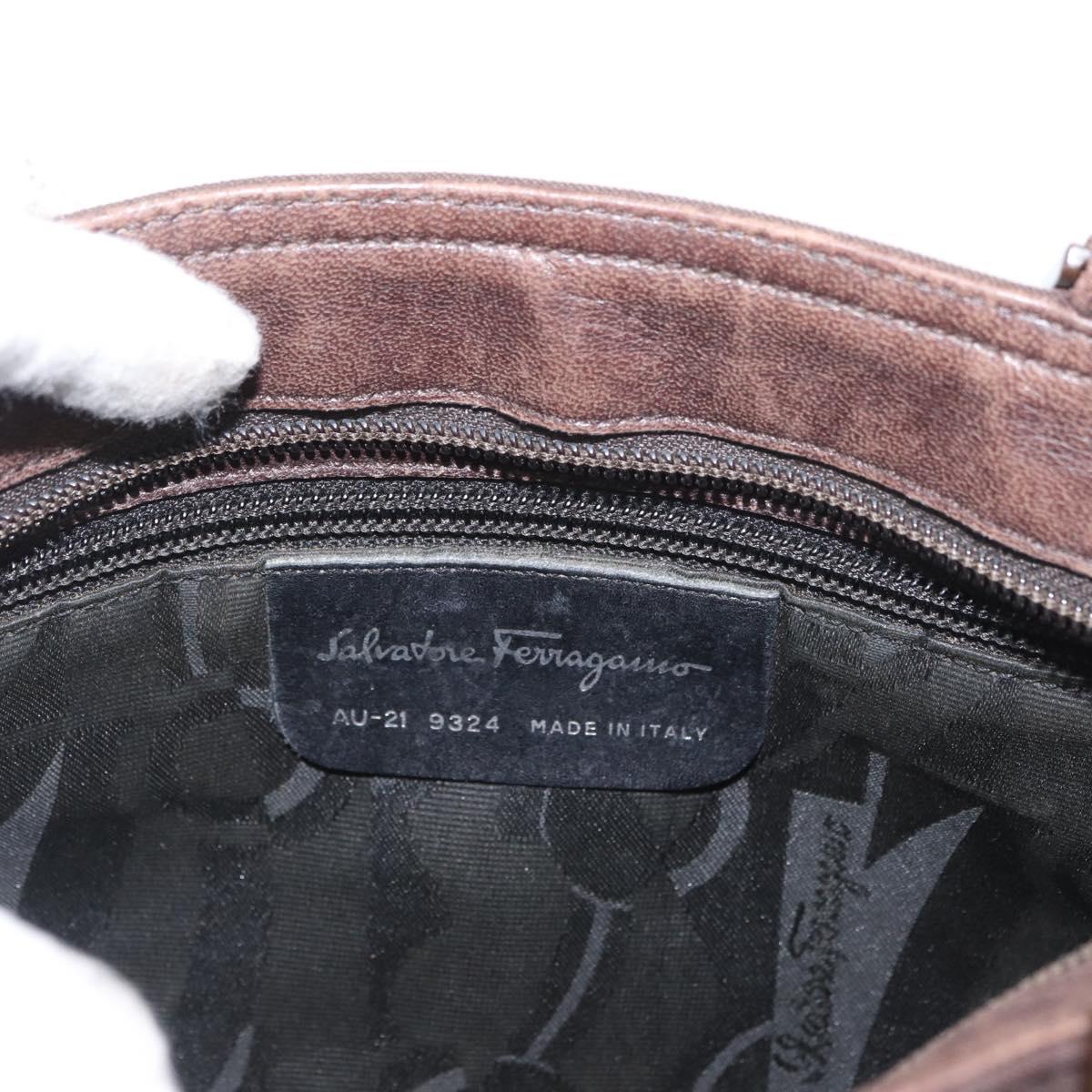Salvatore Ferragamo Hand Bag Nylon Brown Auth bs33877
