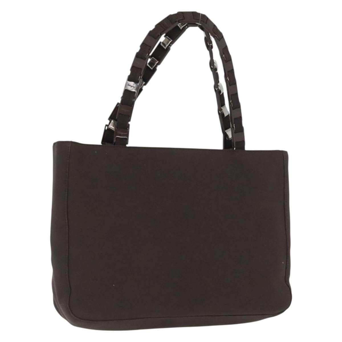 Salvatore Ferragamo Hand Bag Nylon Brown Auth bs33877