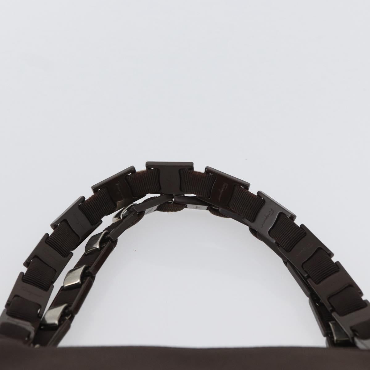 Salvatore Ferragamo Hand Bag Nylon Brown Auth bs33877