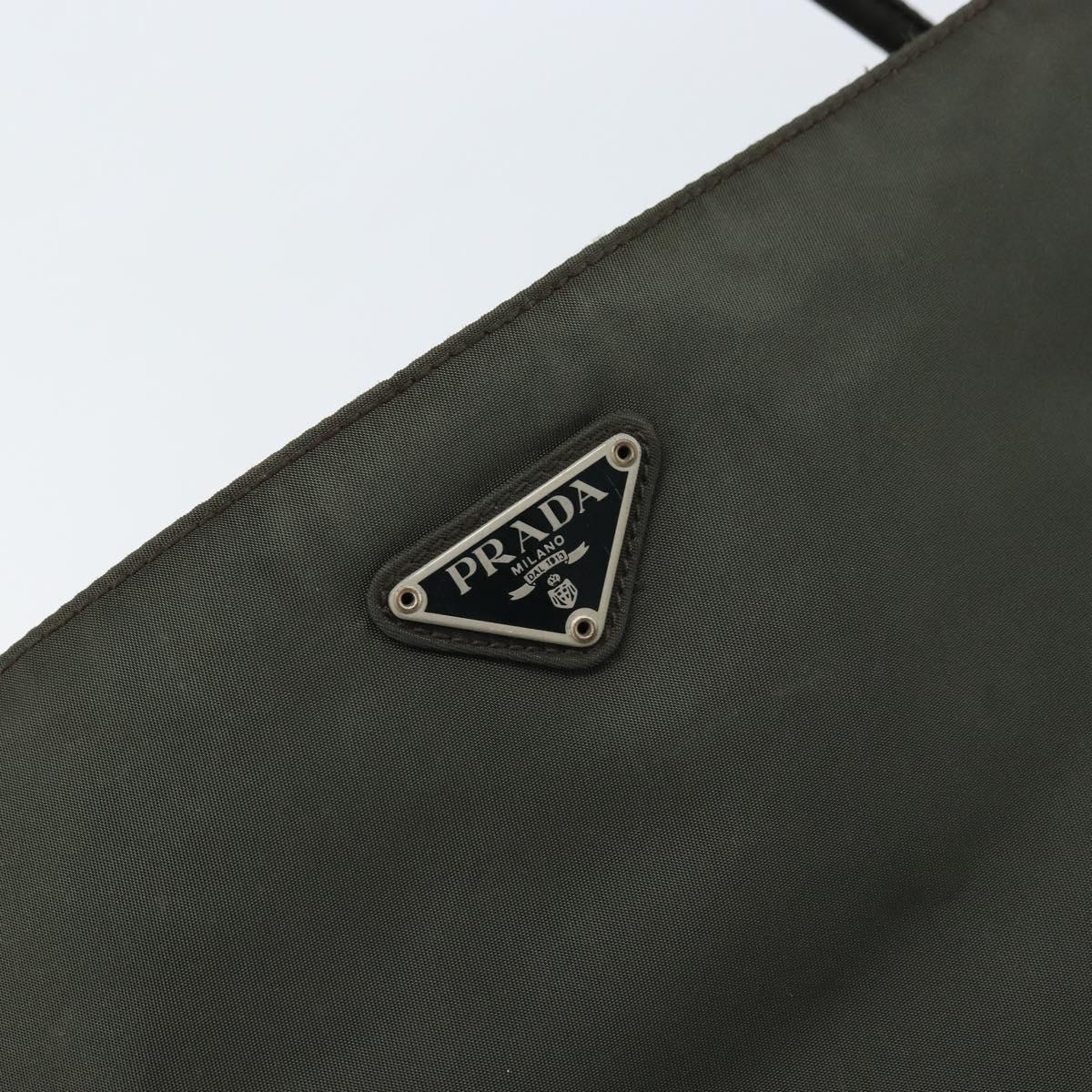 PRADA Hand Bag Nylon Khaki Auth bs33878