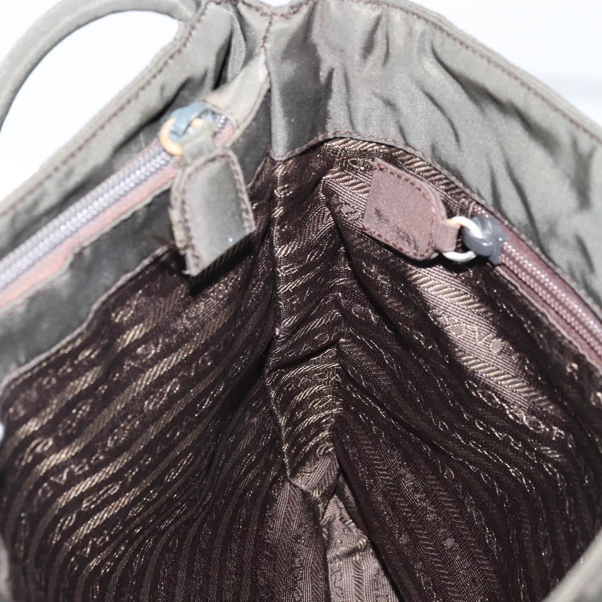 PRADA Hand Bag Nylon Khaki Auth bs33878