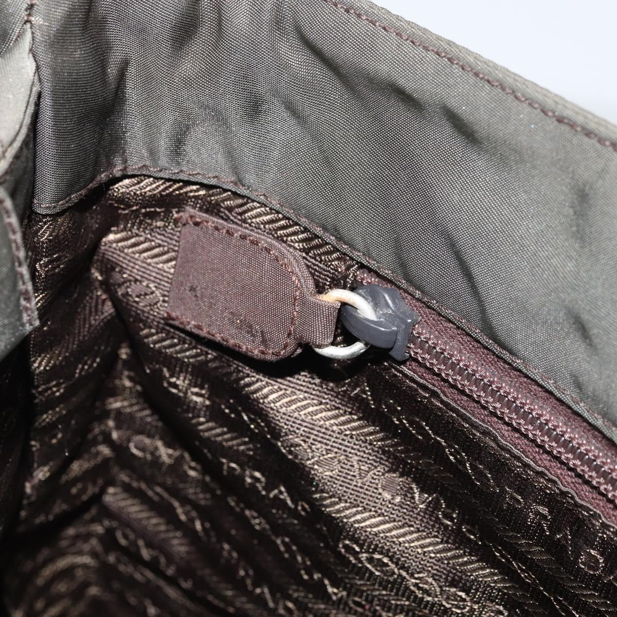 PRADA Hand Bag Nylon Khaki Auth bs33878