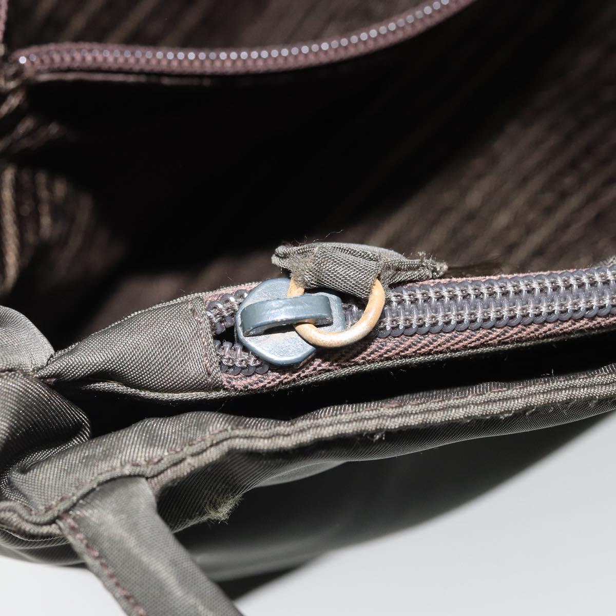 PRADA Hand Bag Nylon Khaki Auth bs33878