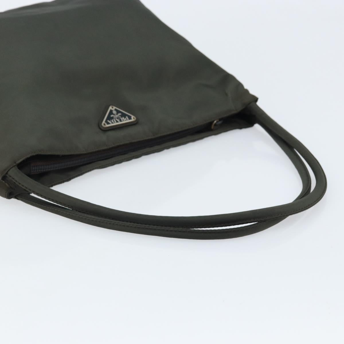 PRADA Hand Bag Nylon Khaki Auth bs33878