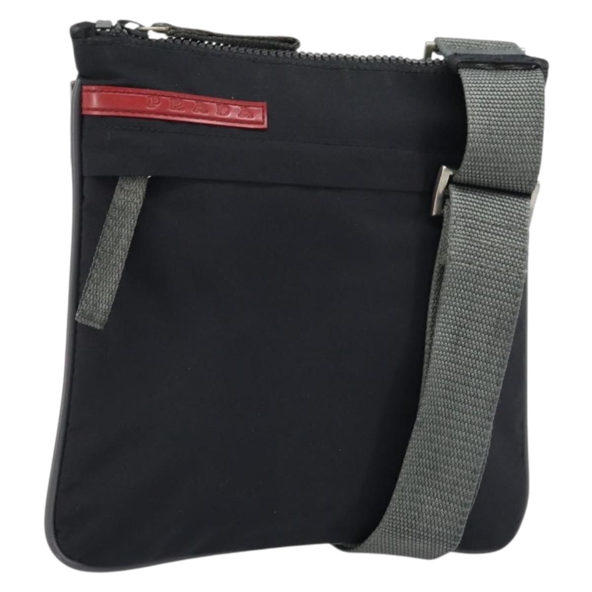 PRADA Sports Shoulder Bag Nylon Black Silver Auth bs33881