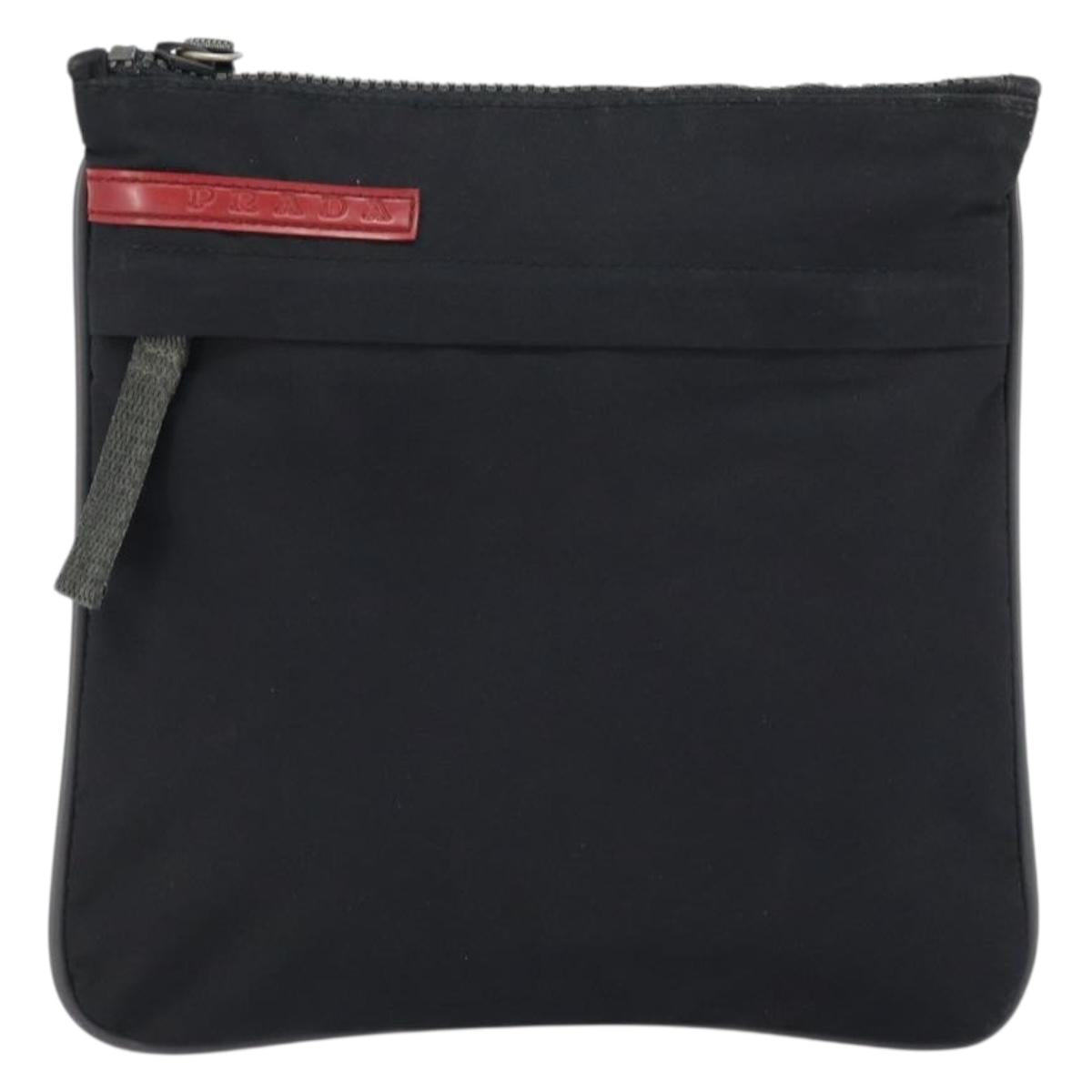 PRADA Sports Shoulder Bag Nylon Black Silver Auth bs33881