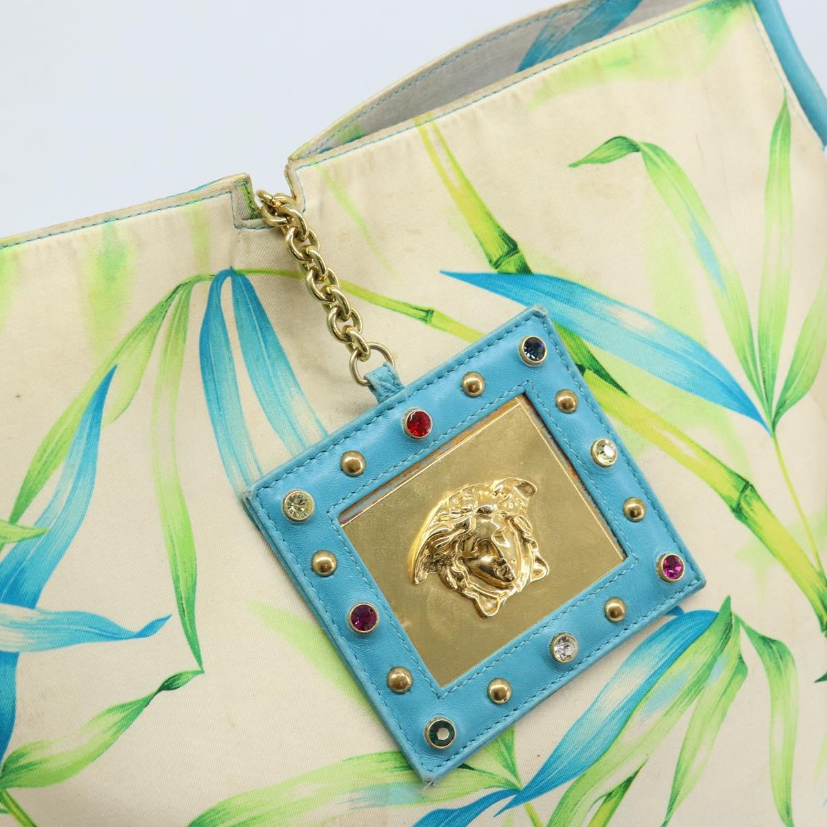 VERSACE Tote Bag Canvas Multicolor Gold Auth bs33882