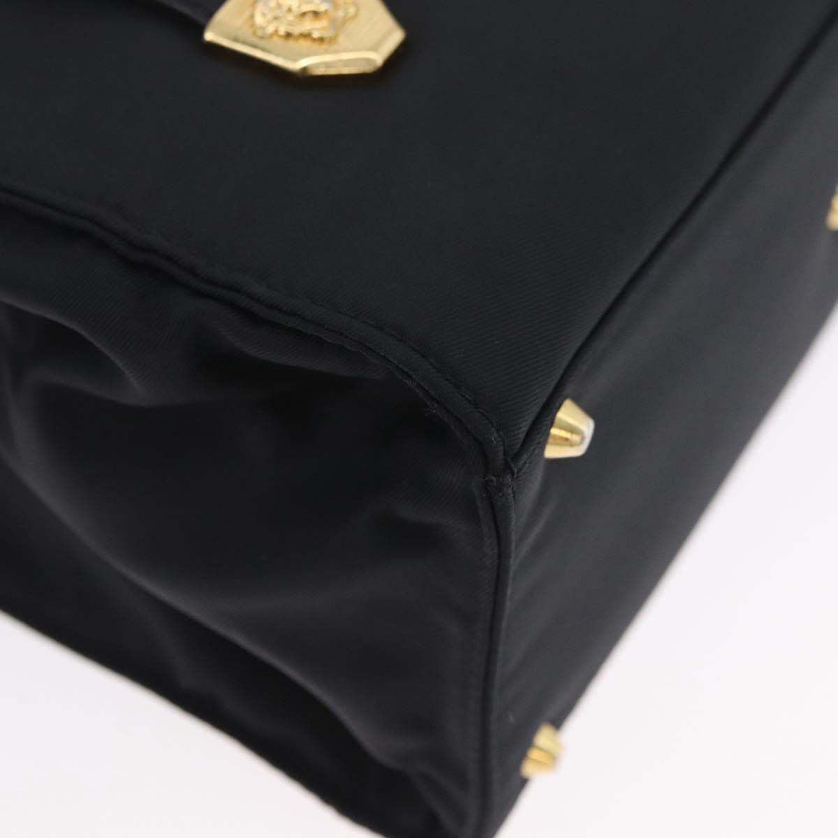 Gianni Versace Hand Bag Nylon Black Gold Auth bs33883