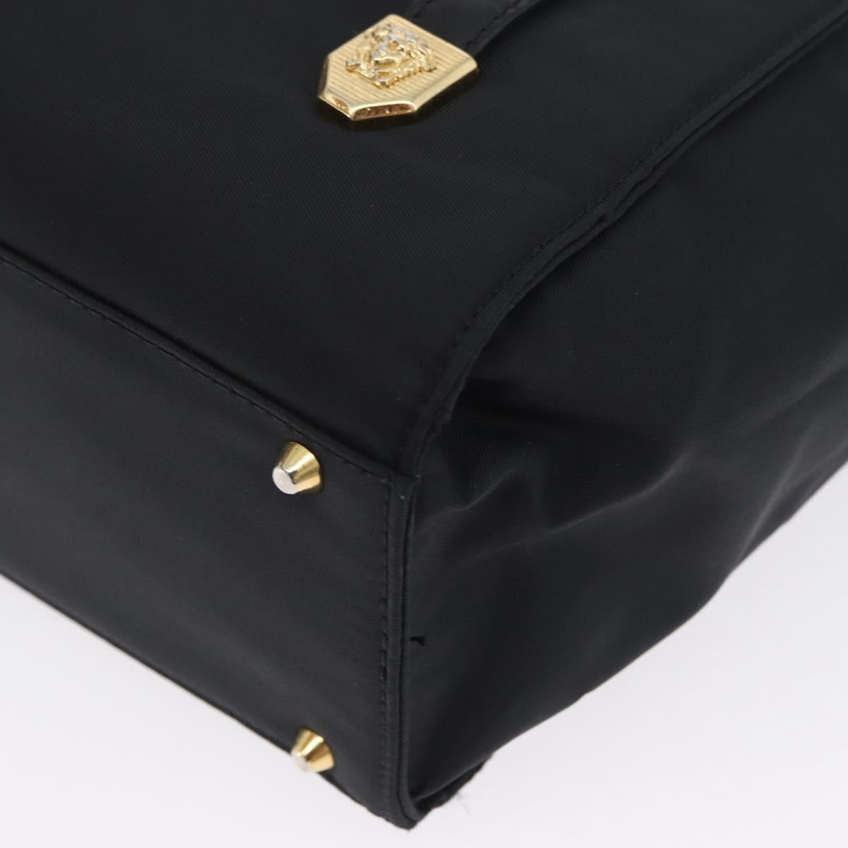 Gianni Versace Hand Bag Nylon Black Gold Auth bs33883