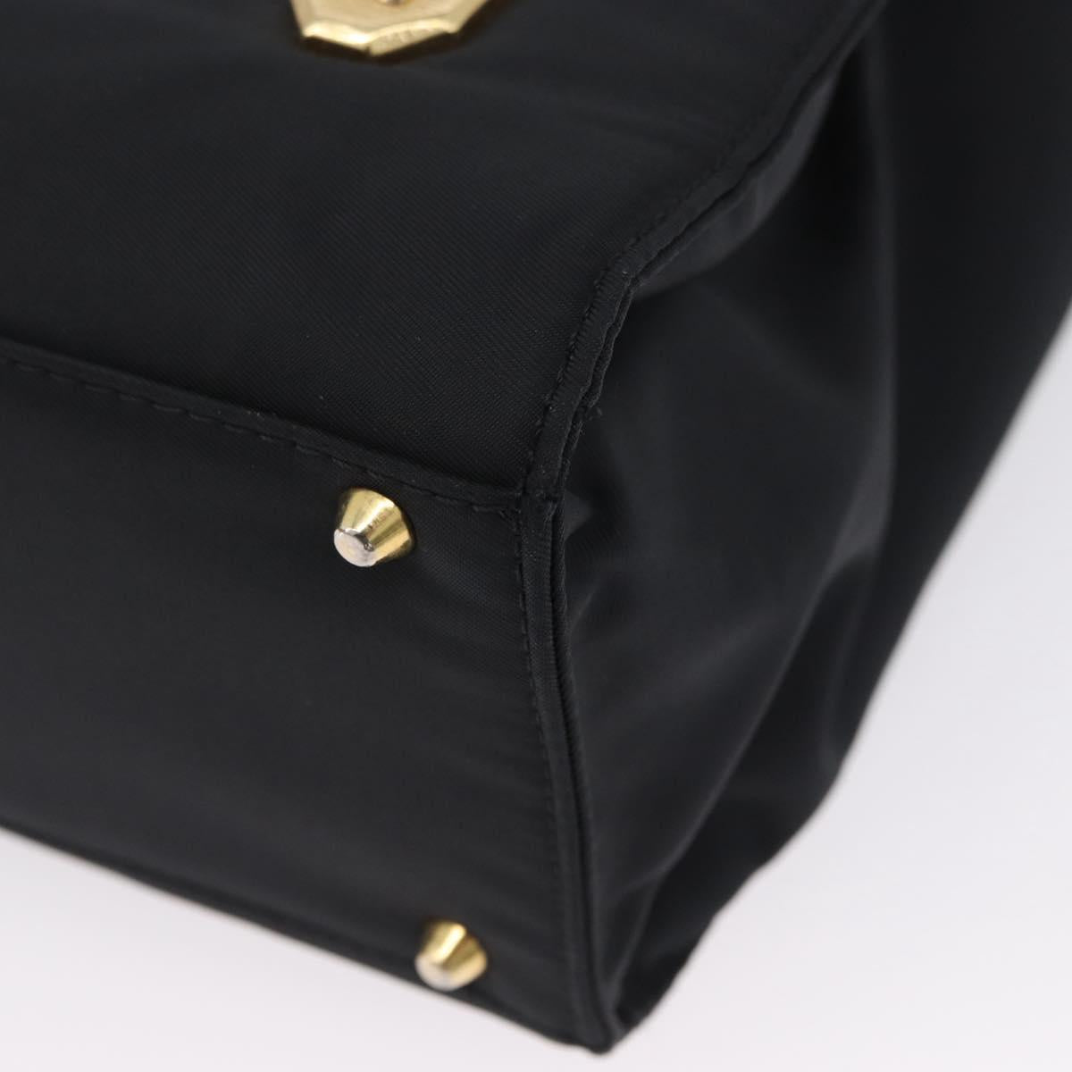 Gianni Versace Hand Bag Nylon Black Gold Auth bs33883