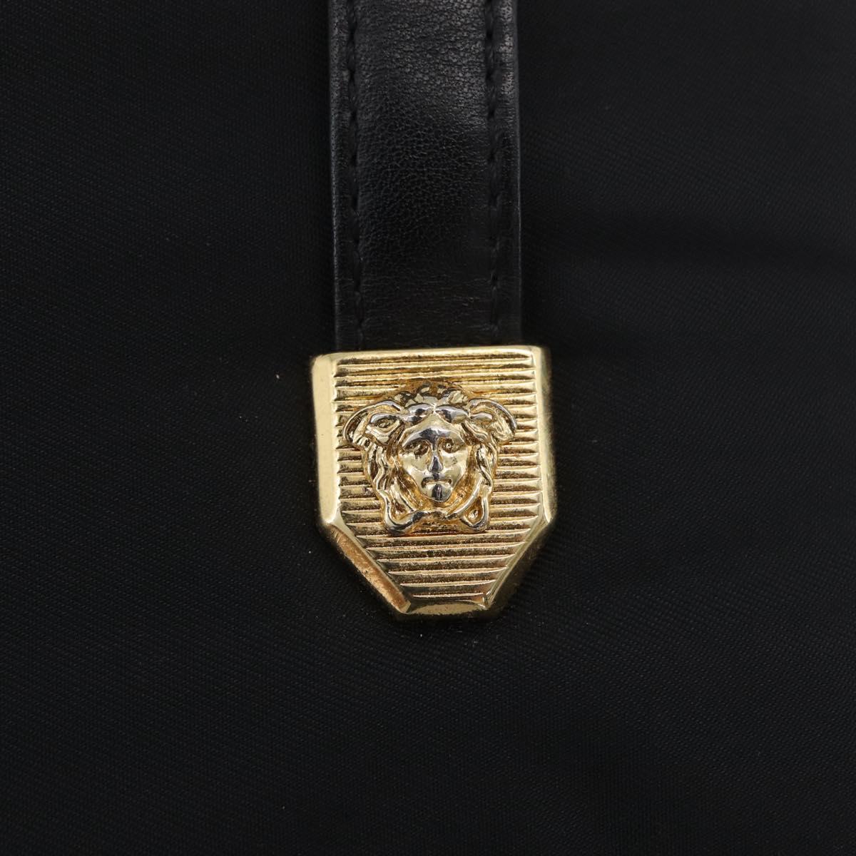 Gianni Versace Hand Bag Nylon Black Gold Auth bs33883