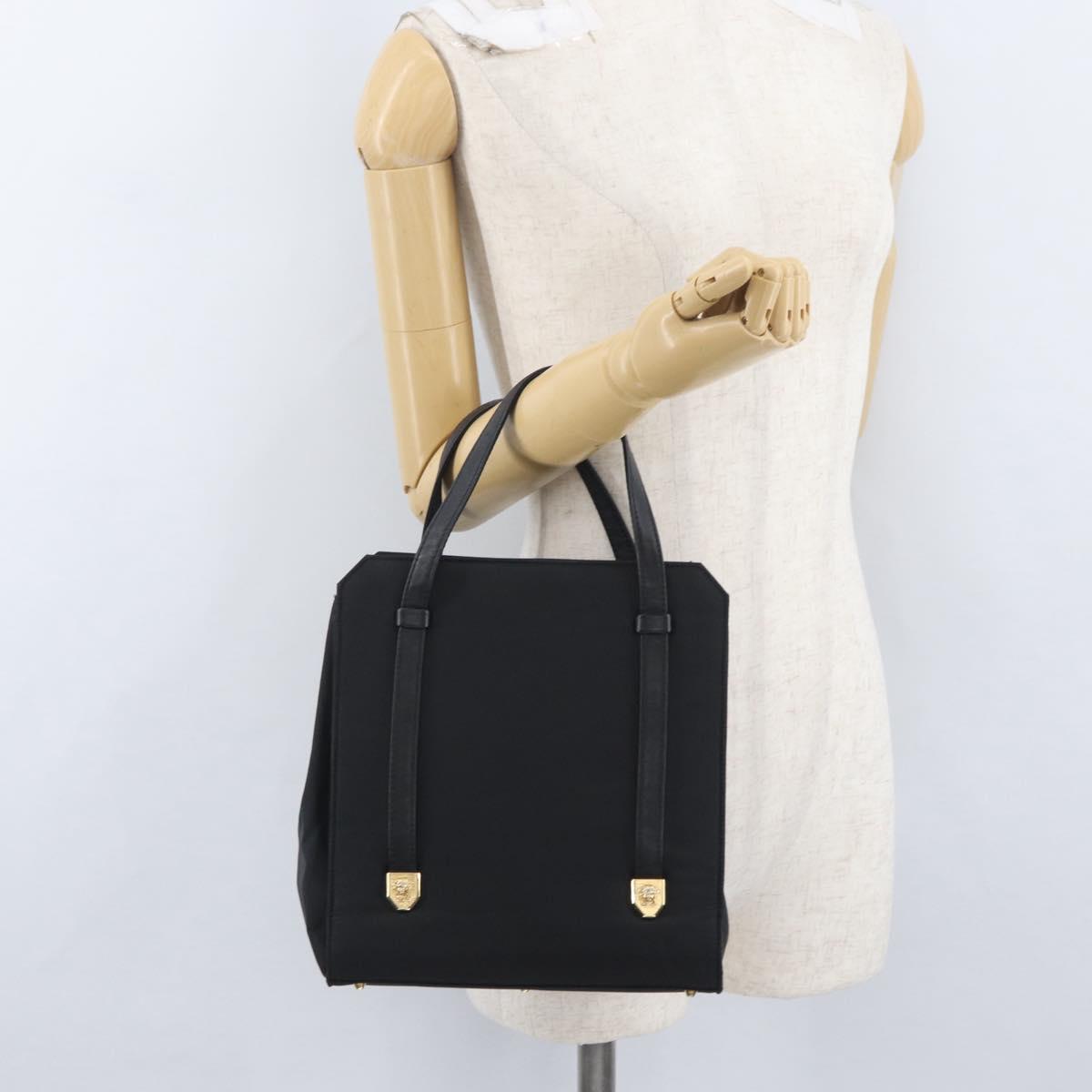 Gianni Versace Hand Bag Nylon Black Gold Auth bs33883