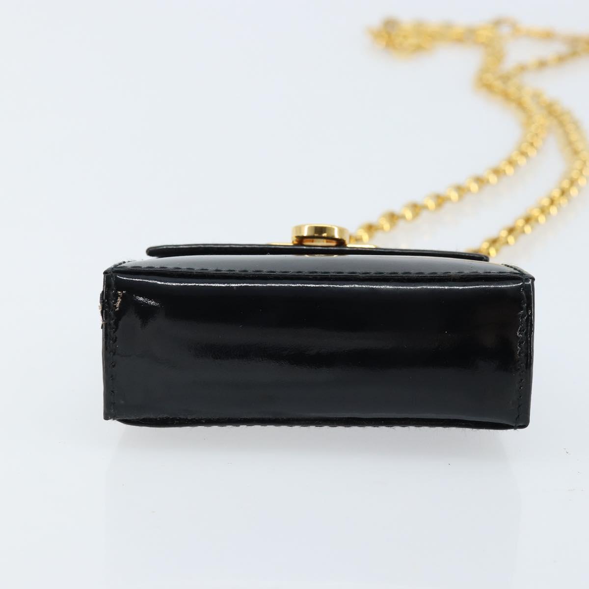 Salvatore Ferragamo Pouch Gancini Bag Patent leather Black Gold Auth bs33884