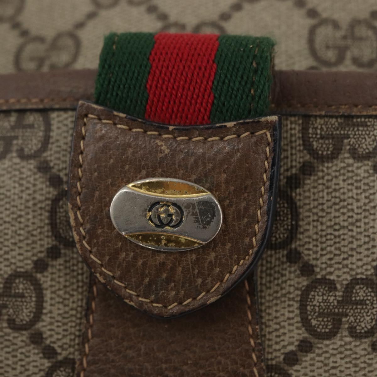 GUCCI GG Supreme Web Sherry Line Bag PVC Beige Gold 14 02 032 Auth bs33886