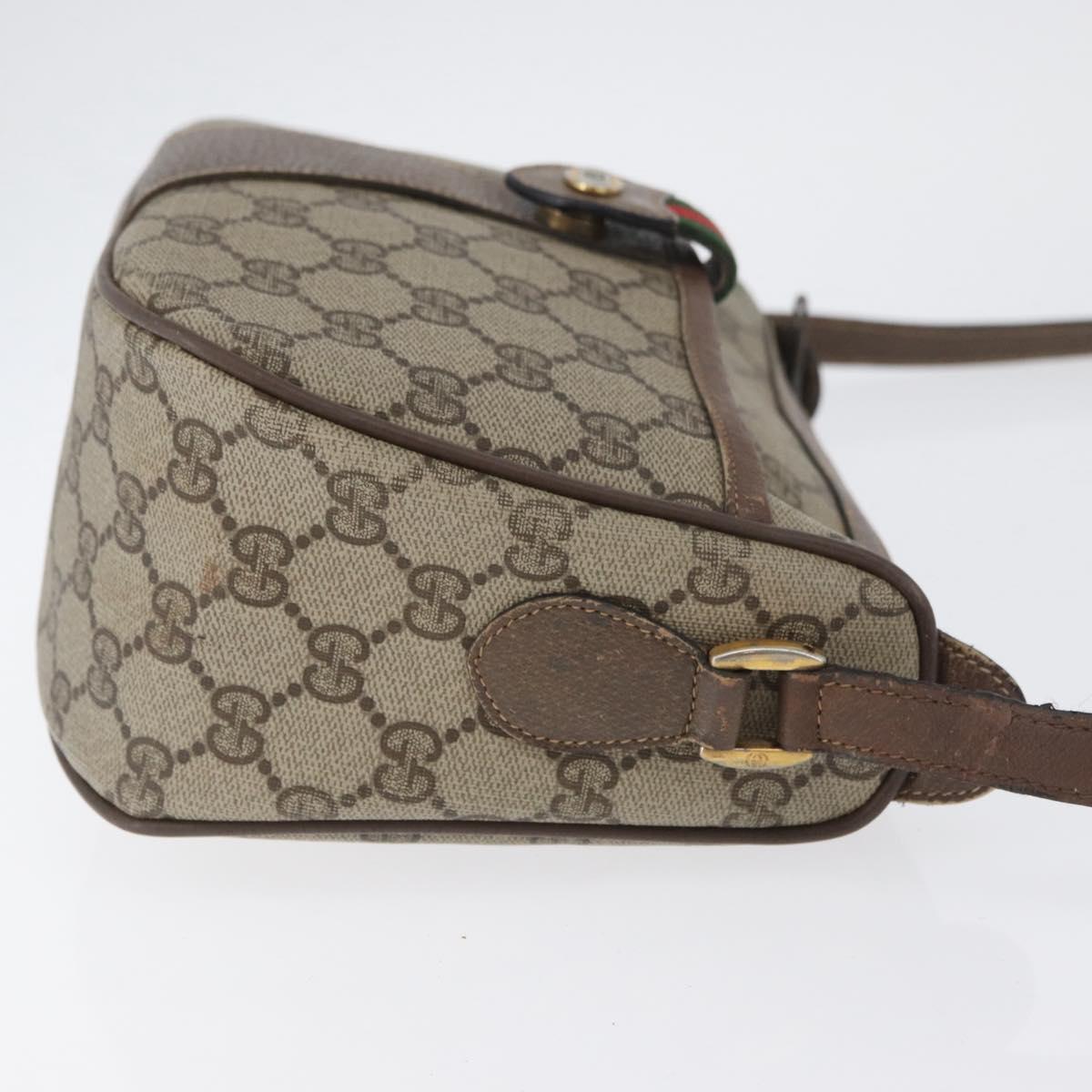 GUCCI GG Supreme Web Sherry Line Bag PVC Beige Gold 14 02 032 Auth bs33886