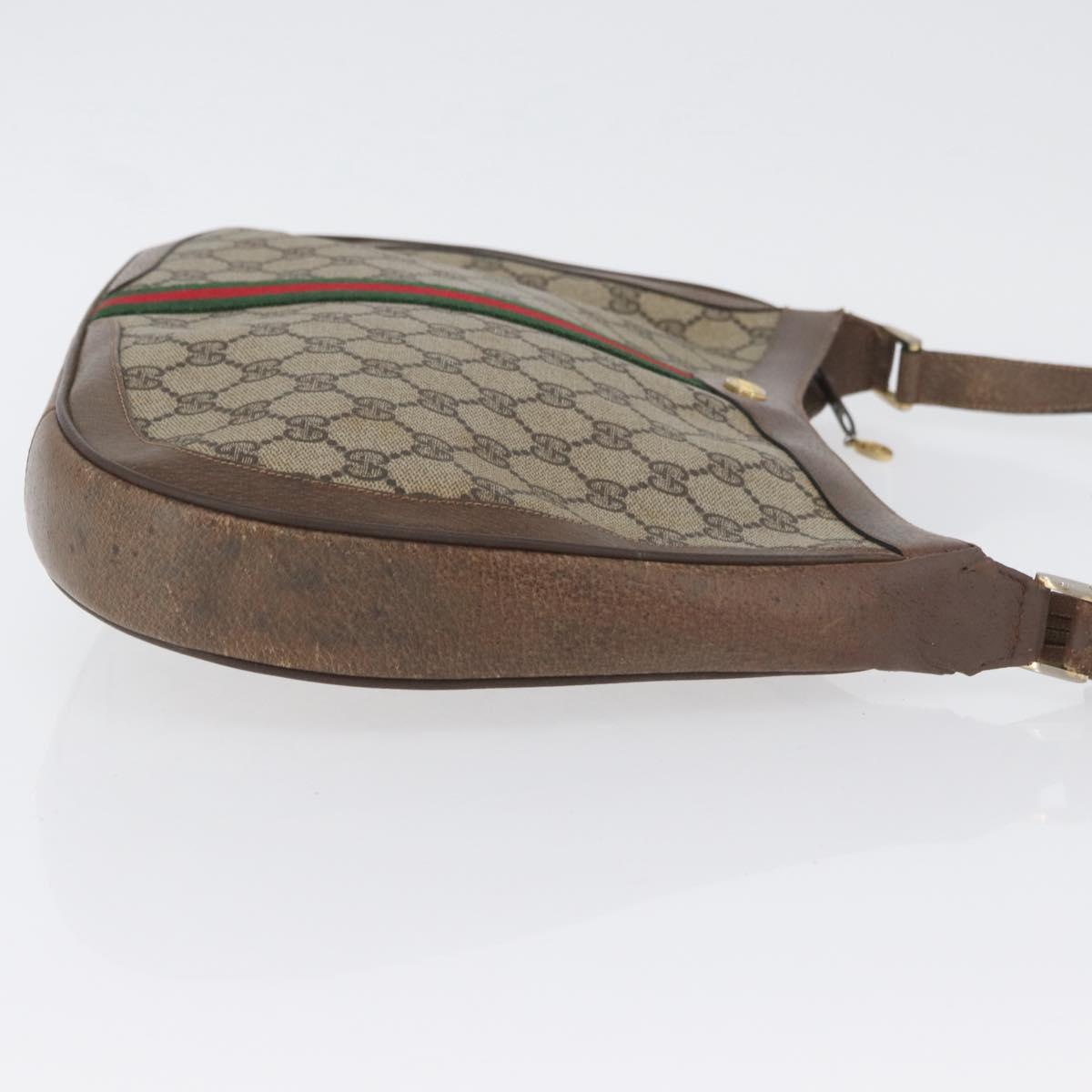 GUCCI GG Supreme Web Sherry Line Bag PVC Beige Gold 72 02 019 Auth bs33887