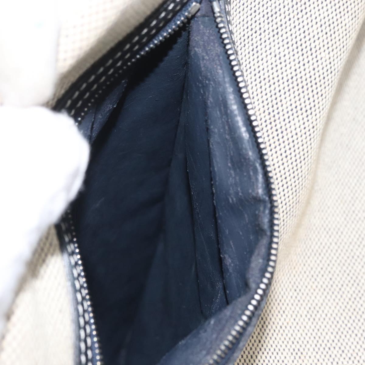 HERMES Sac Marine Receive Shoulder Bag Canvas Navy Silver Auth bs33890