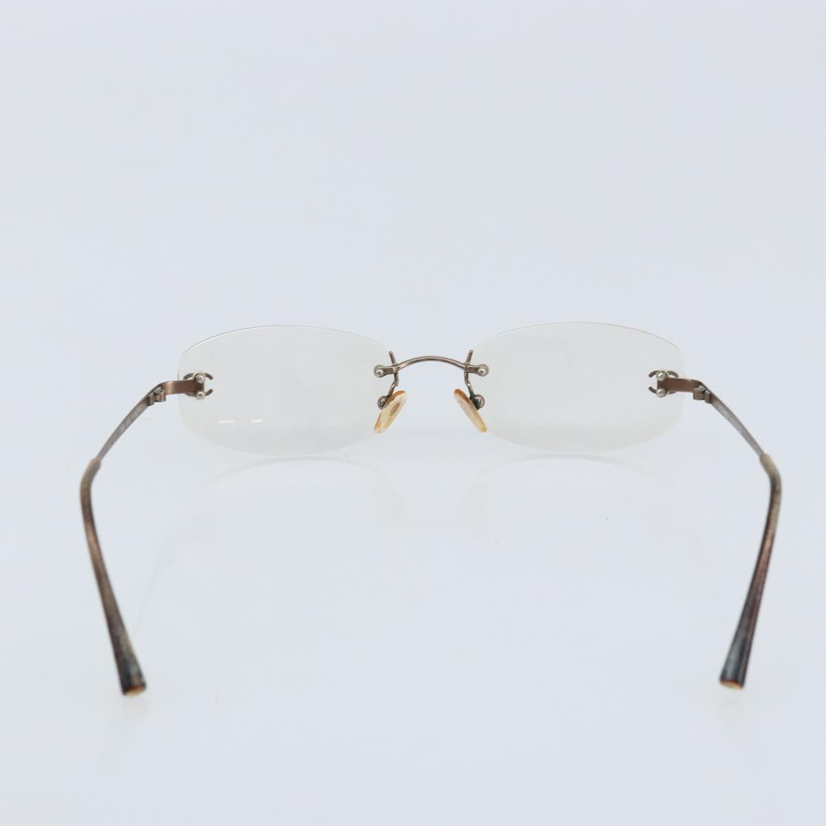 CHANEL Glasses plastic 2 Set Brown CC Auth bs33893