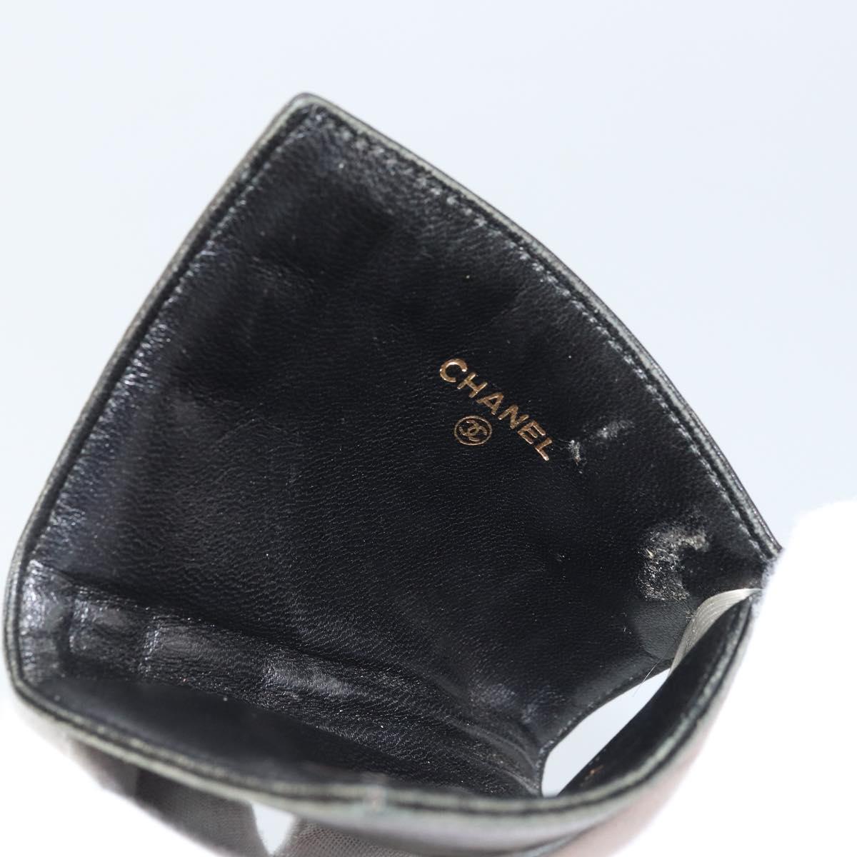 CHANEL Choco Bar Card Case Lamb Skin Black CC Auth bs33896