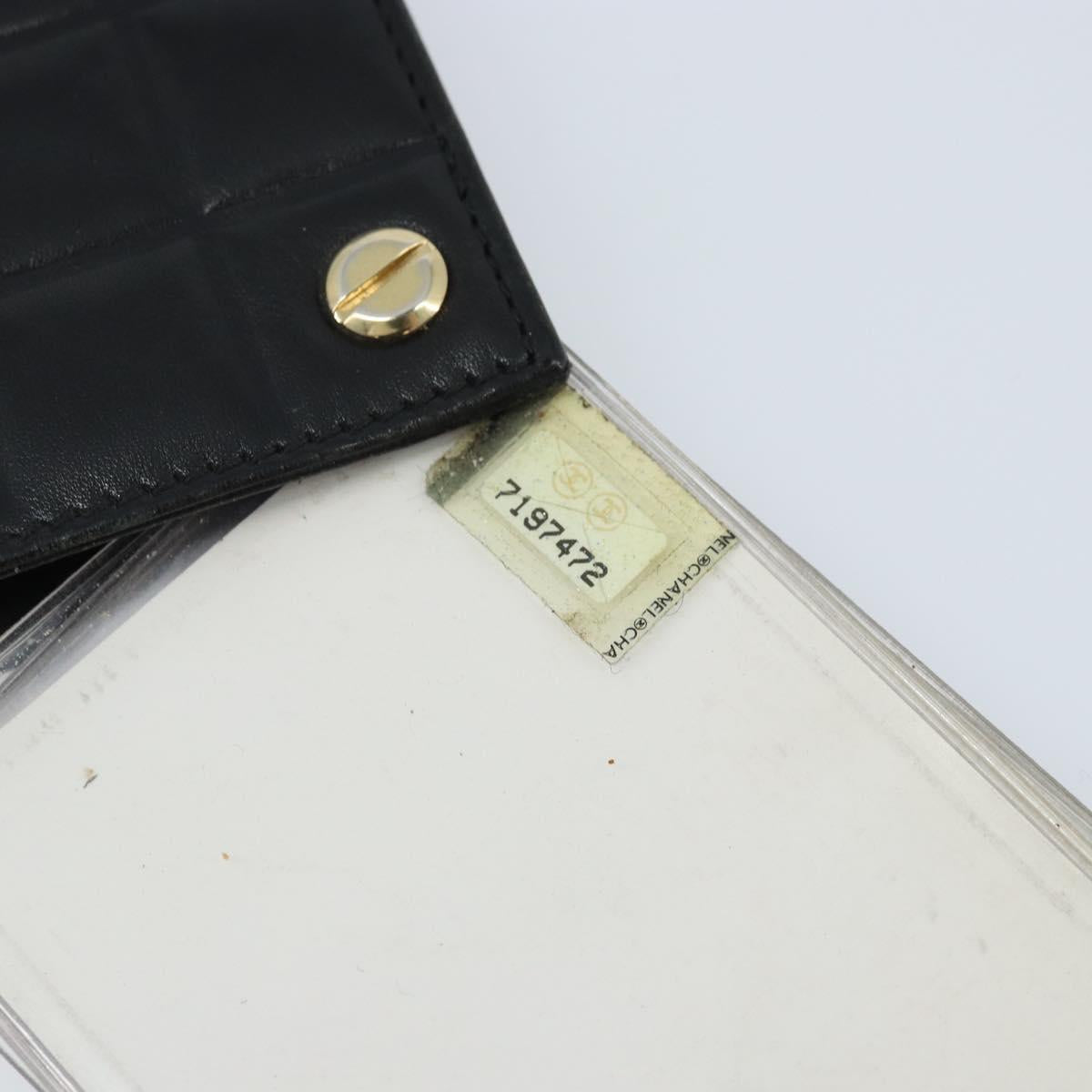 CHANEL Choco Bar Card Case Lamb Skin Black CC Auth bs33896