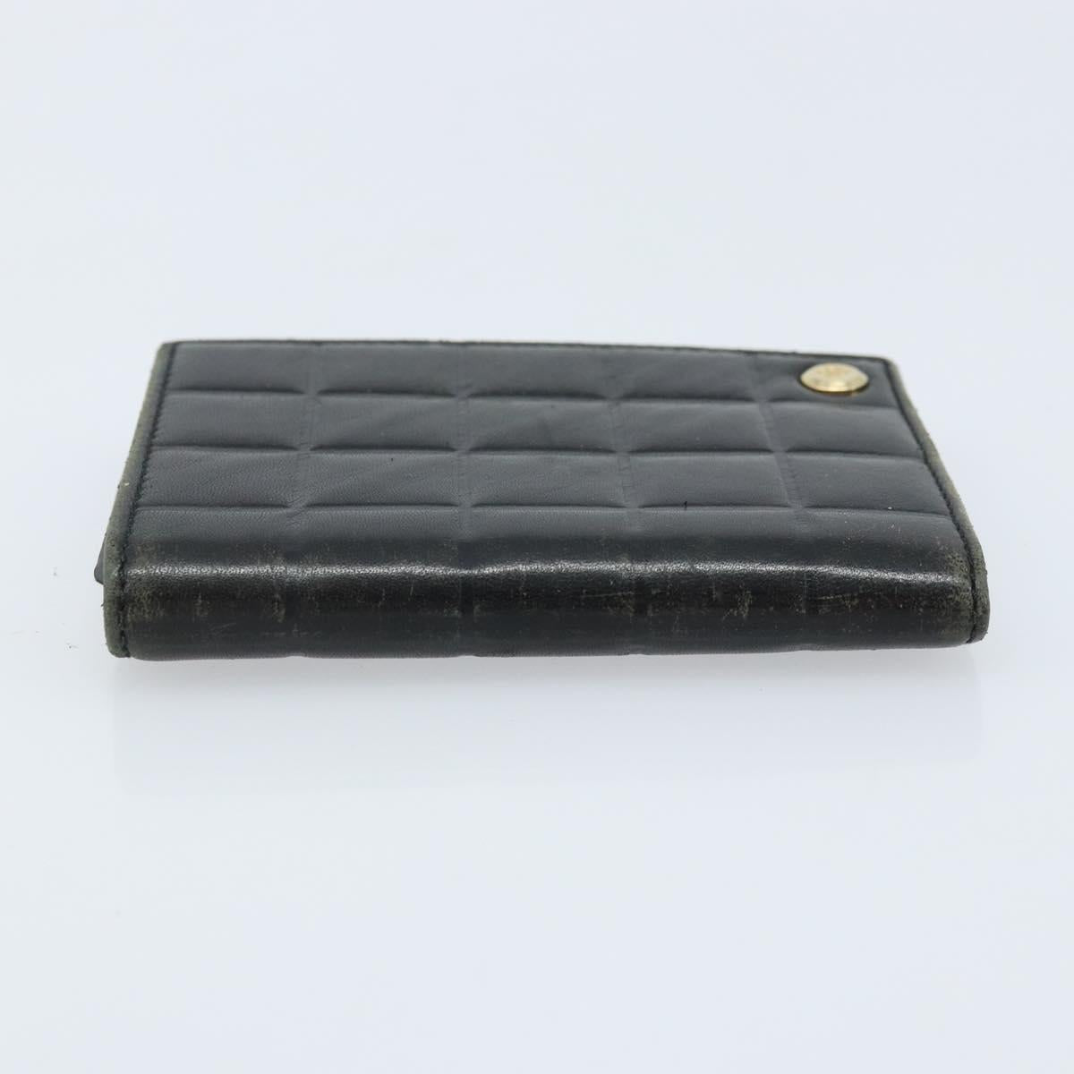 CHANEL Choco Bar Card Case Lamb Skin Black CC Auth bs33896