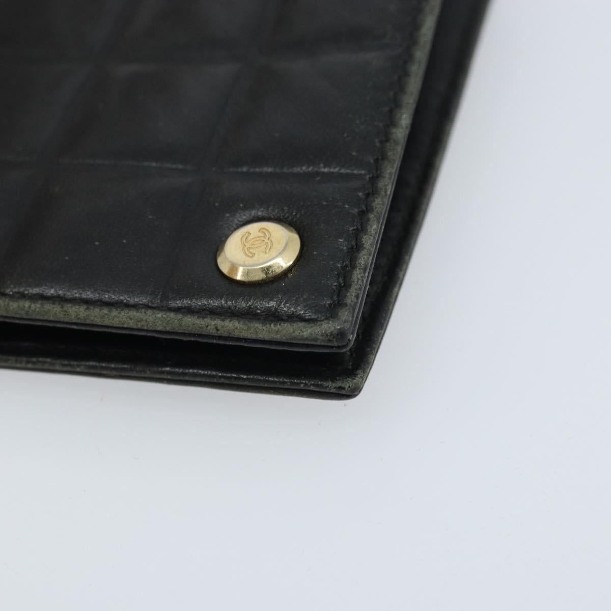 CHANEL Choco Bar Card Case Lamb Skin Black CC Auth bs33896