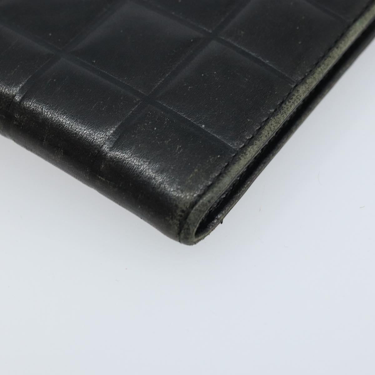 CHANEL Choco Bar Card Case Lamb Skin Black CC Auth bs33896