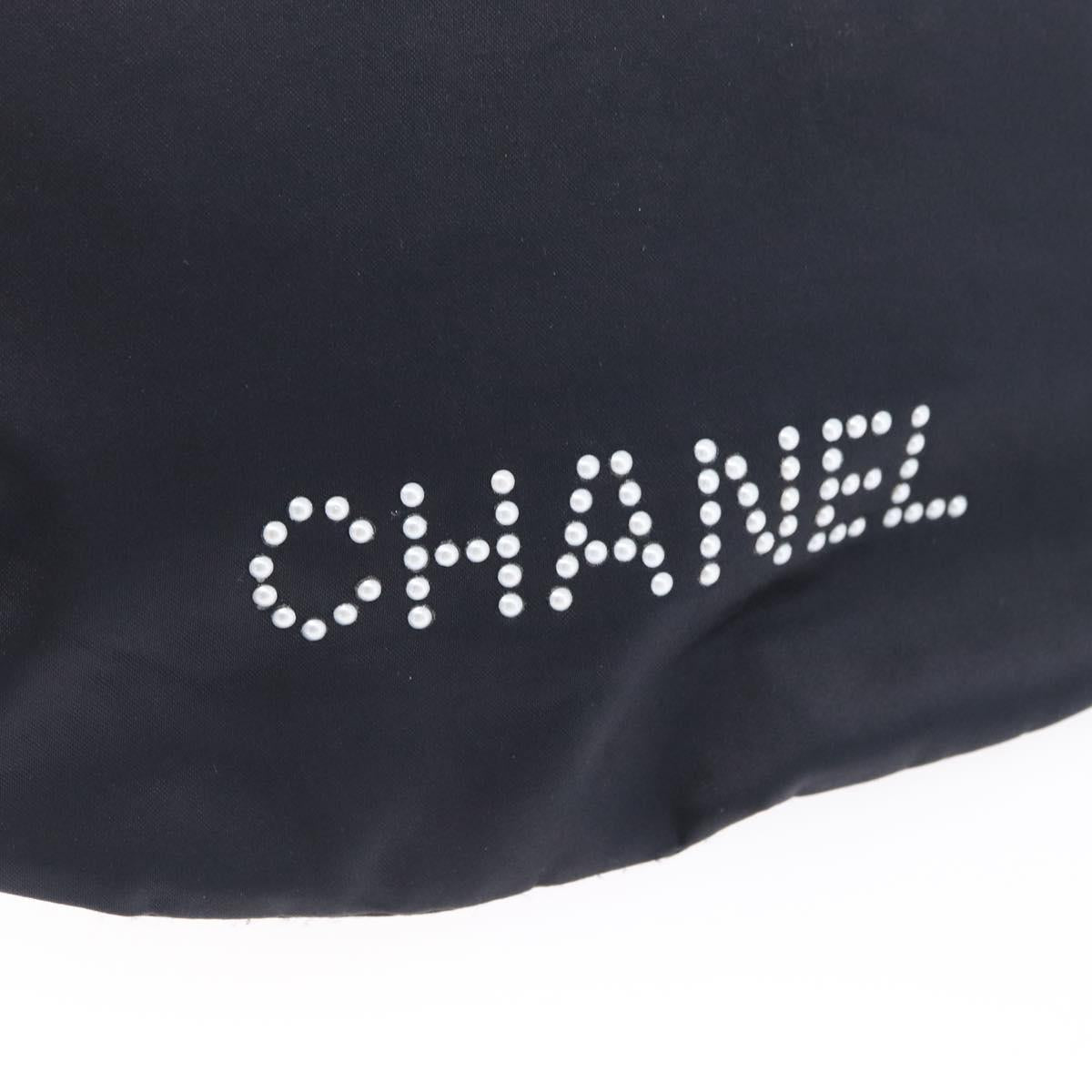 CHANEL Drawstring bag Hand Bag Satin Navy CC Auth bs33901