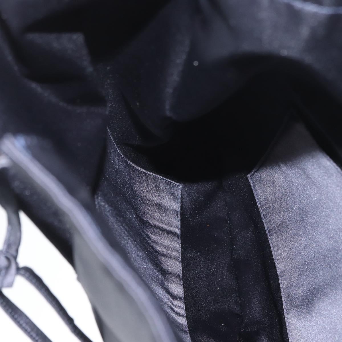 CHANEL Drawstring bag Hand Bag Satin Navy CC Auth bs33901