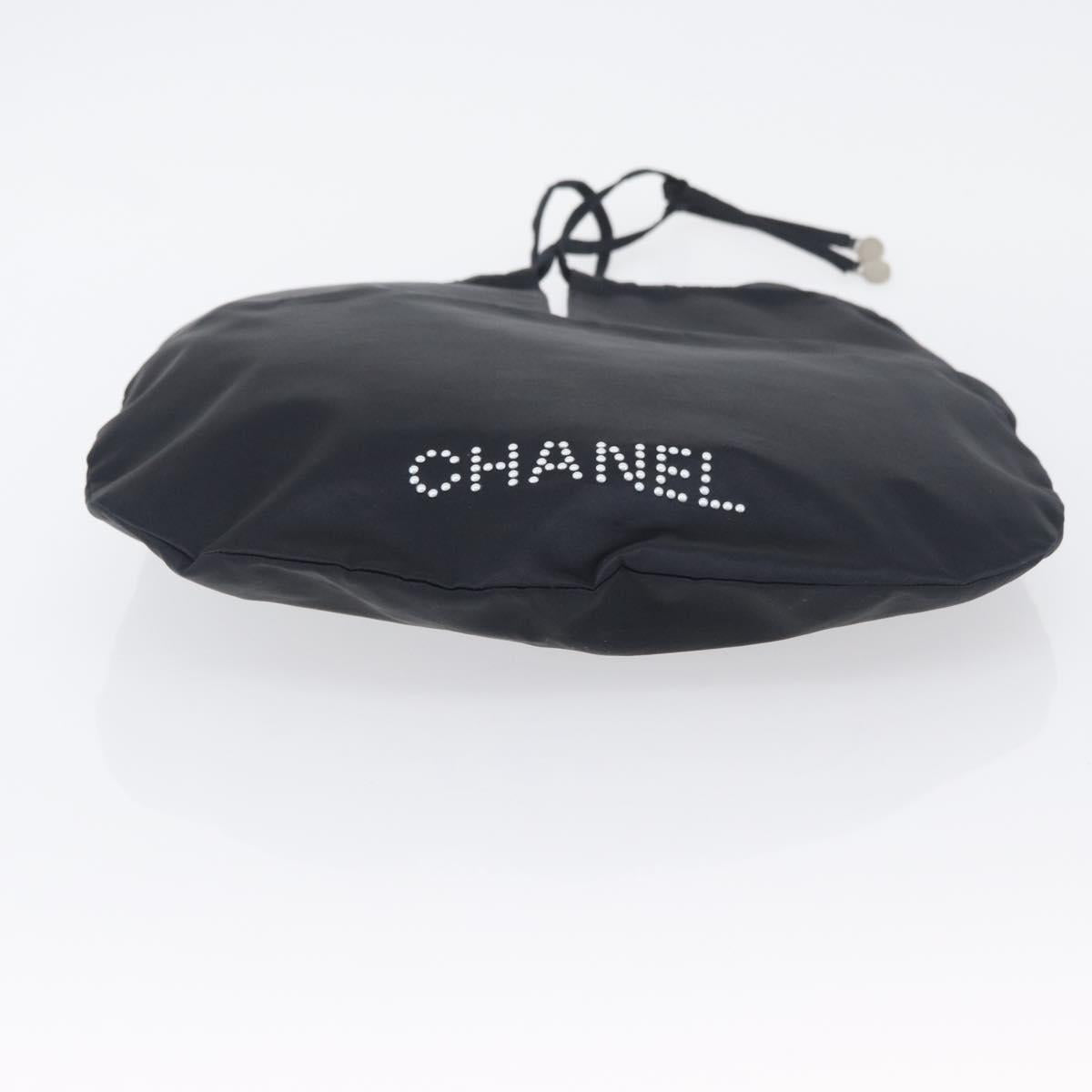 CHANEL Drawstring bag Hand Bag Satin Navy CC Auth bs33901