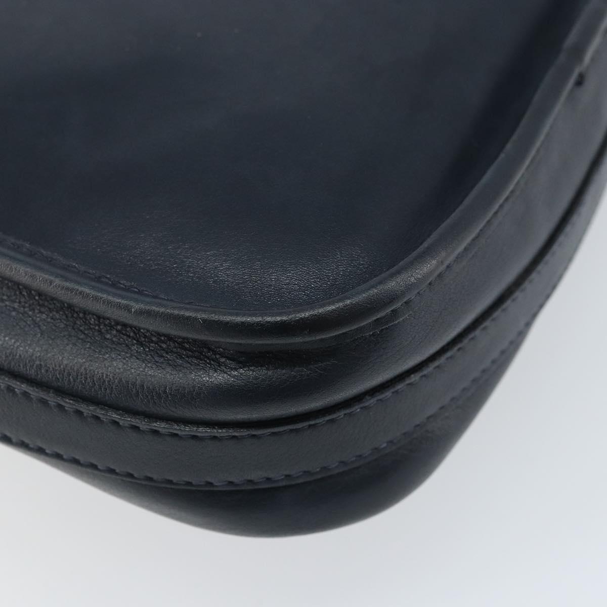 CELINE Shoulder Bag Leather Navy Gold Auth bs33902