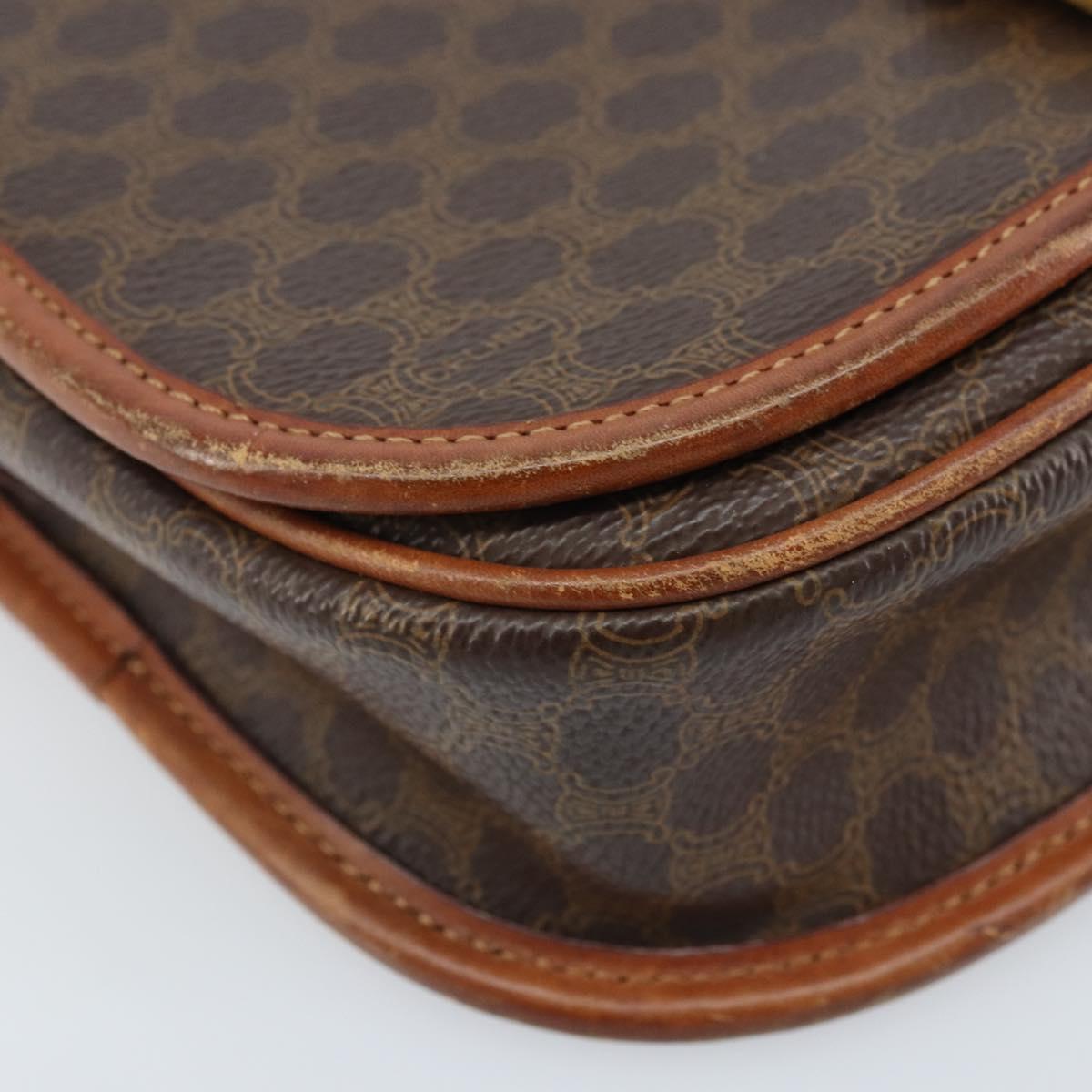 CELINE Macadam Canvas Shoulder Bag PVC Brown Gold Auth bs33903