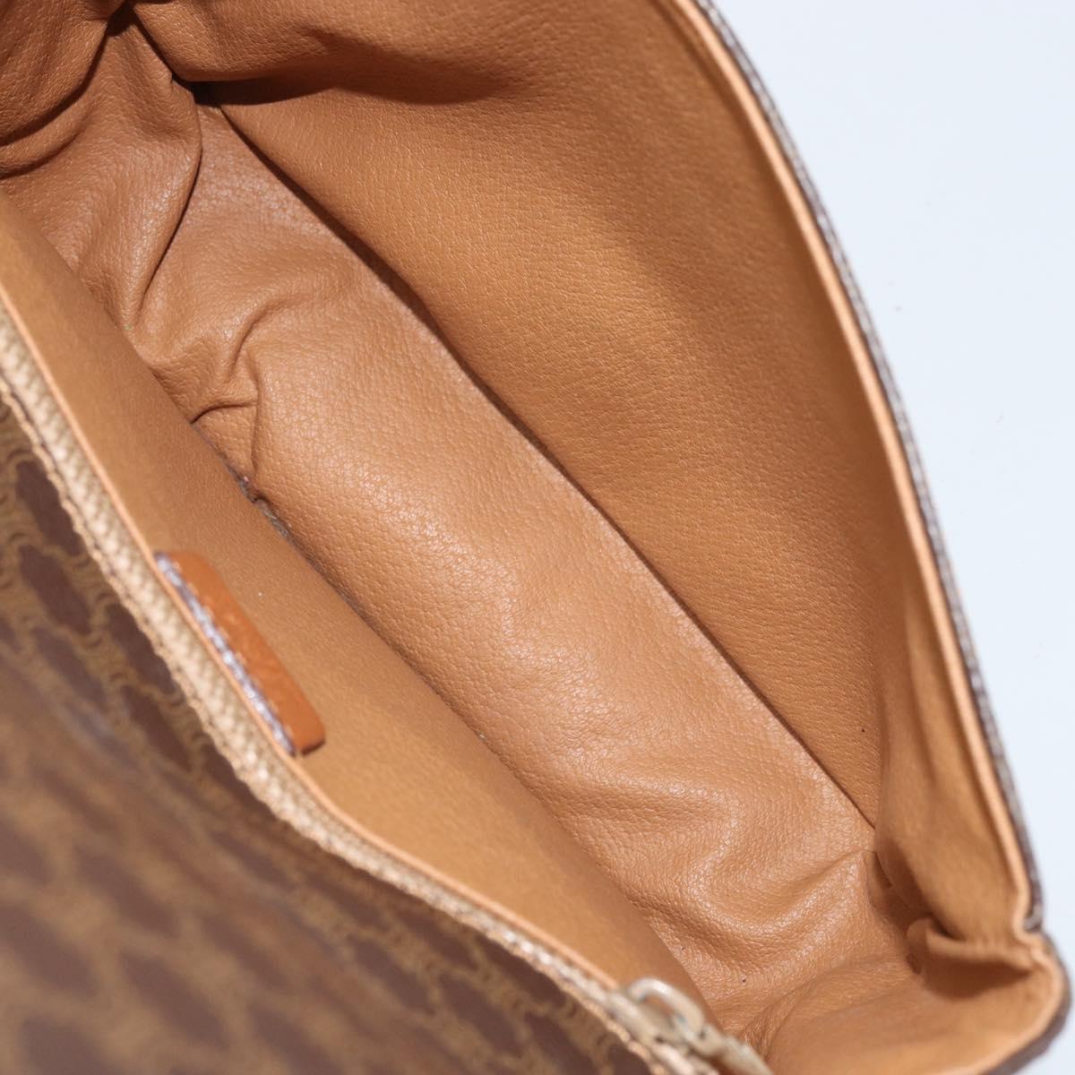 CELINE Macadam Canvas Shoulder Bag PVC Brown Gold Auth bs33903
