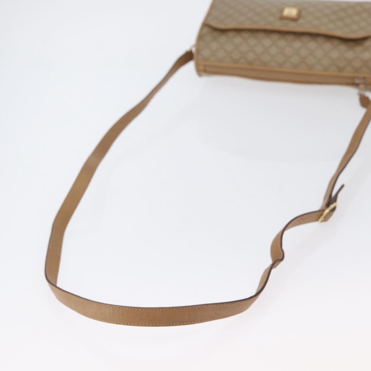 CELINE Macadam Canvas Shoulder Bag Beige Gold Auth bs33904