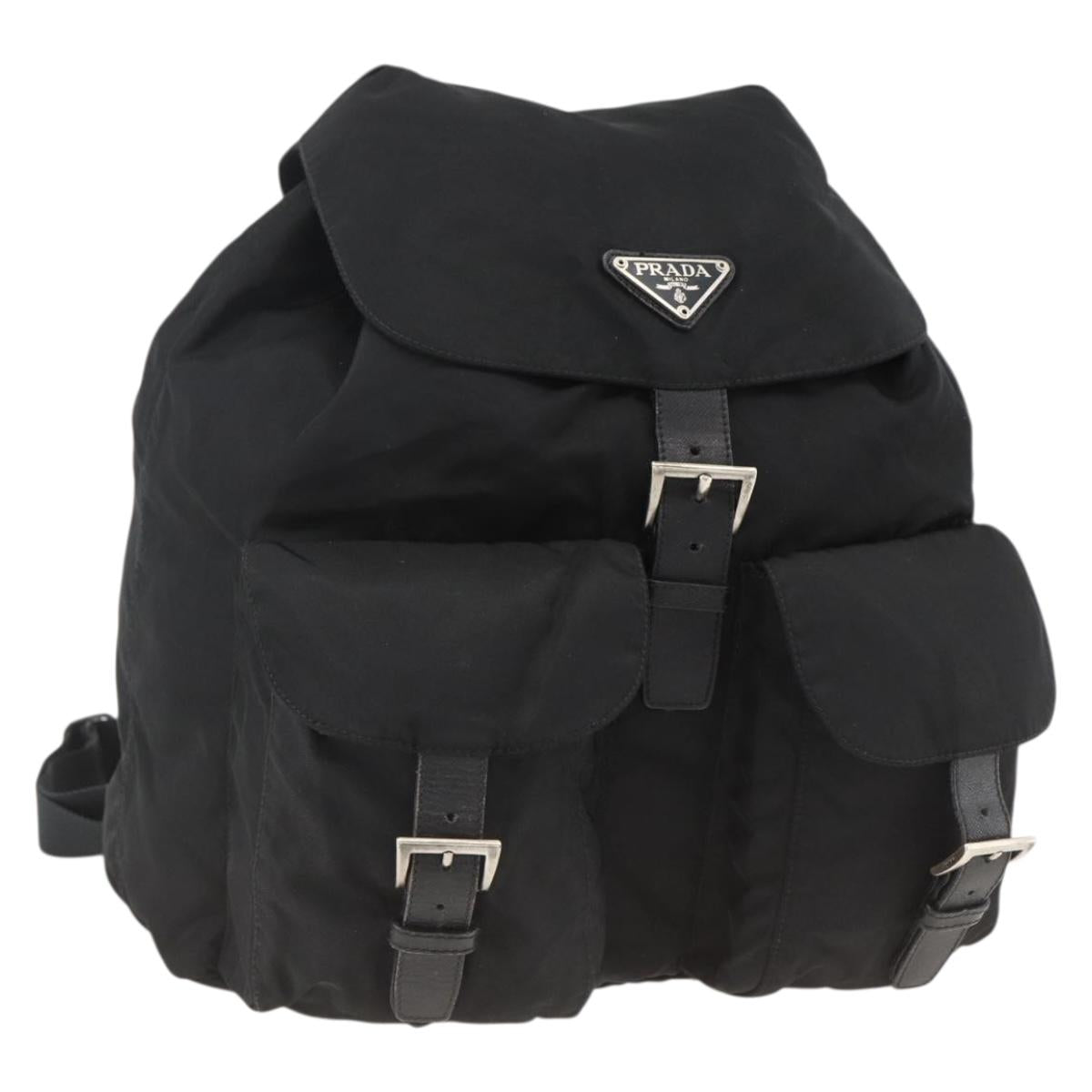PRADA Backpack Nylon Black Silver Auth bs33909