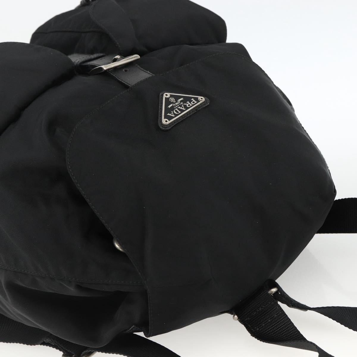 PRADA Backpack Nylon Black Silver Auth bs33909
